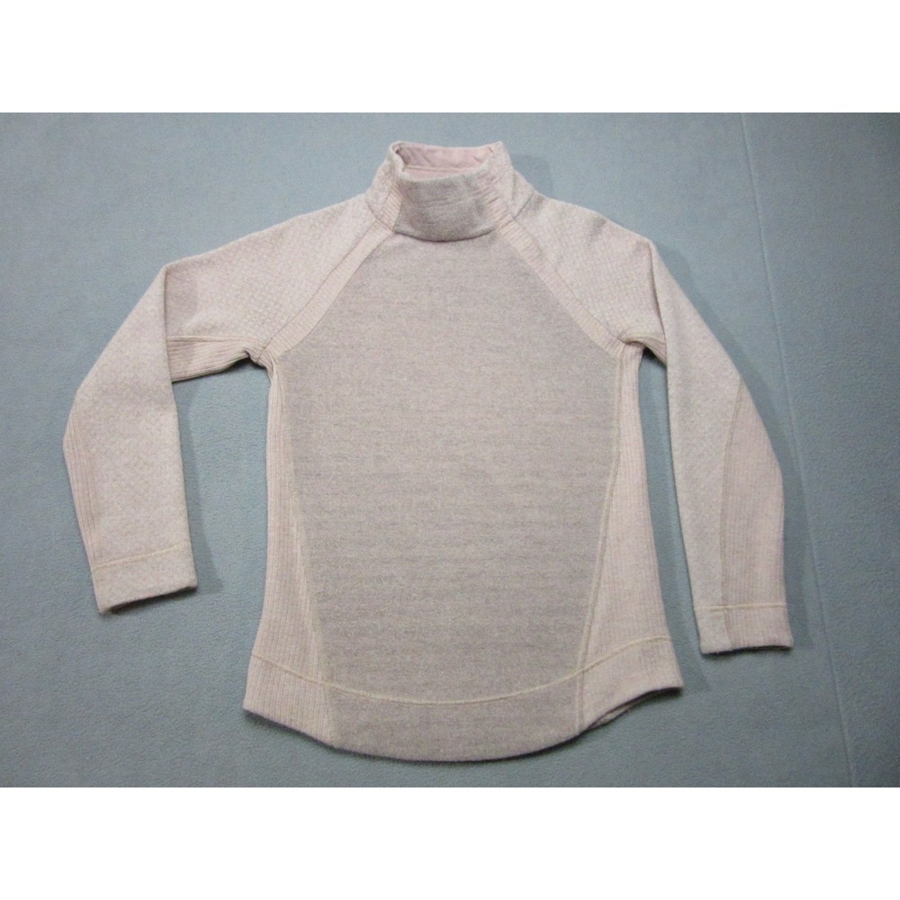Prana Sweater Womens Small Pink Brandie Wool Blend Mock Neck Snap